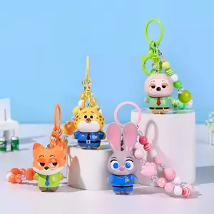 Disney Zootopia 2  Keychain,Flocked Figure Keychain Charm,Featuring Judy Hopps & Nick Wilde,Soft Touch Collectible Accessory for Backpack, Keys & Bag Decoration,Gift for Kids & Adults