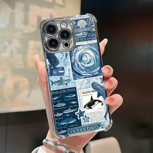 Ocean Theme Sharks Phone Case， Vintage Marine Life Style for iPhone 17 16 15 14 13 12 11 Plus Pro Max. g6