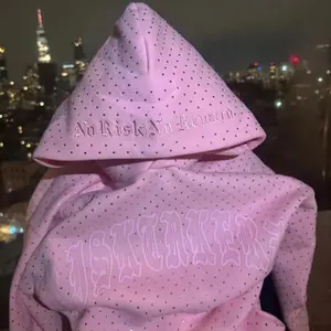 2025 European & American Men’s Clothing — Printed Dark Hot Diamond Black Series Youth Leisure Trend Long-Sleeve Hooded Sweater/Sweatshirt, Men’s Tops, Gamis Pullover, Bestie Matching, Wetlook (Neoprene), Beige