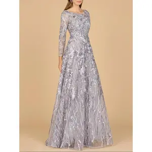 Long Sleeve Modest A-line Gown