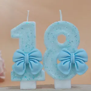 Birthday Candle Numbers Blue Accessories 0-9 Candles Romantic Party Favors Birthday Cake Decorations Holiday Anniversary Party Candles