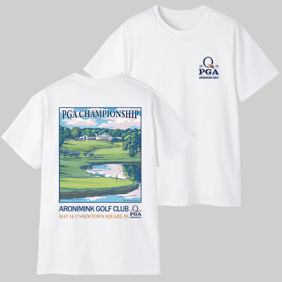 Championship Quail Hollow 2026 Graphic Tees for Men & Women, Breathable Cotton Apparel, Golf Course Design with Pga Flag, Trendy Casual Gift for Golf Lovers, Gifts for Golfer, Gifts golf boyfriend, Golf gifts for him