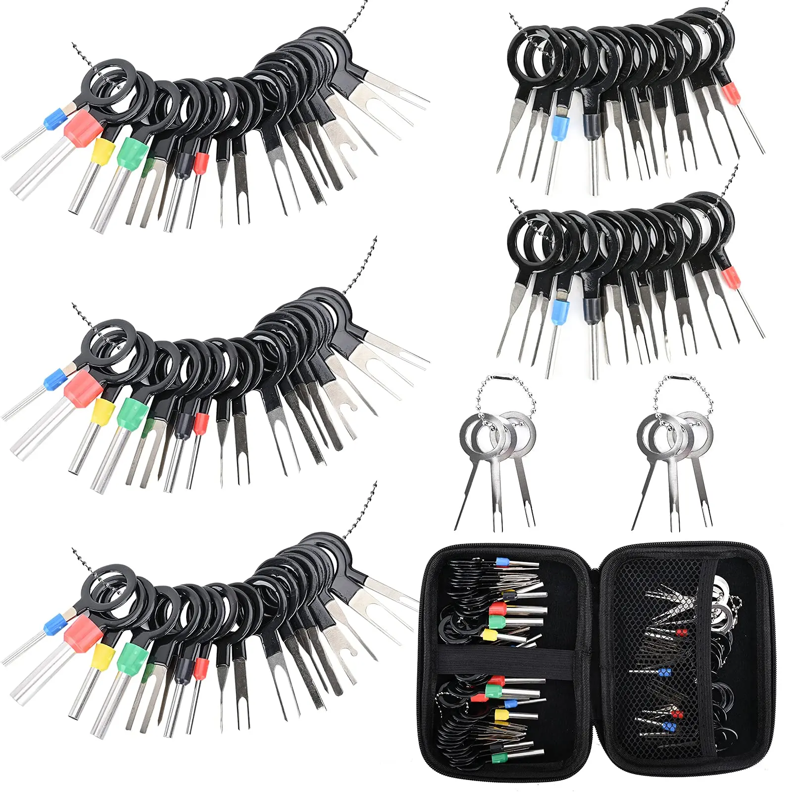 82-Piece Terminal Removal Tool Kit for Automotive Electrical Connectors with Stainless Steel & Plastic Extractors & Casing Tools - Toolkit, Complete Tool Set, Hardware Tool Kit