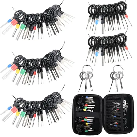 82-Piece Automotive Electrical Connector Protective Terminal Removal Hardware Tool Kit - High Hardness Stainless Steel Extractors, Plastic Grip Extractors, Casing Tools for Cars, Motorcycles