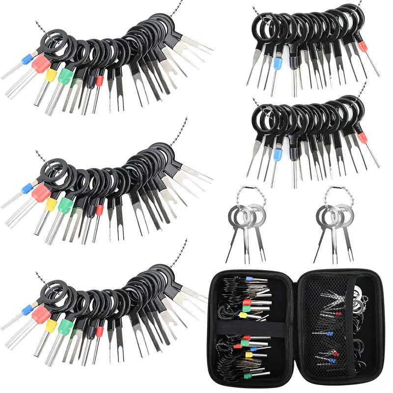 82-Piece Automotive Electrical Connector Protective Terminal Removal Hardware Tool Kit - High Hardness Stainless Steel Extractors, Plastic Grip Extractors, Casing Tools for Cars, Motorcycles