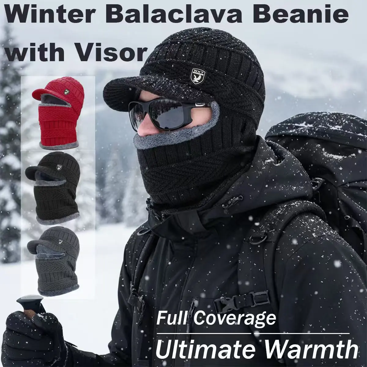 Autumn and winter men's hats thickened outdoor elderly thermal hats cycling skiing cold belt scarf knitted hat
