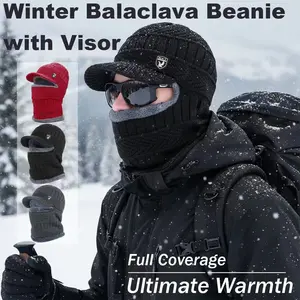 Autumn and winter men's hats thickened outdoor elderly thermal hats cycling skiing cold belt scarf knitted hat