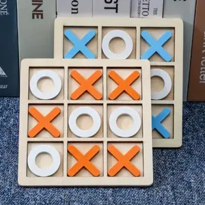 Wooden Tic Tac Toe Board Game, XOXO Board Game, Classic Interactive Puzzle Toy, Educational Logic & Strategy Development Toy, Family Board Game, Strategy Board Games
