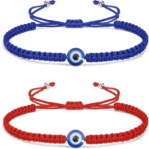 Evil Eye Bracelets for Women Men Handmade Braided Kabbalah Good Luck Bracelet Rope Cord Thread Friendship Bracelet Adjustable String Minimalist Jewelry
