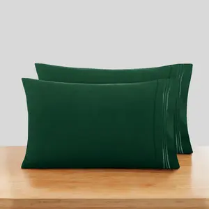 Nestl Pillow Cases Premier 1800, Luxury Soft Microfiber Pillow Case Sleep Covers, Hypoallergenic Sleeping Encasements, Queen Standard Size (20"X30"), Pillow Case Set of 2 Pieces, Hunter Green