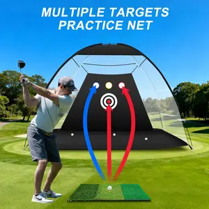 All-in-One 10x7ft Golf Training Net with Tri-Turf Mat & Target - Portable Indoor/Outdoor Practice Set with Carry Bag, Ideal Gift for Golfers