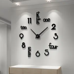 Large Frameless 3D DIY Mirror Surface Wall Clocks Modern Design for Living Room Bedroom Home Office Kids Room Hotel Coffee Hall Bar Wall Decoration(Suit for 30-40inch)