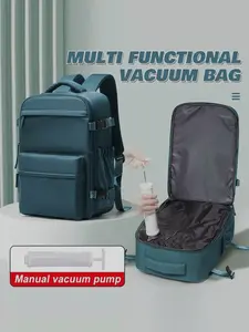 Unisex Vacuum Compressed Backpack, Business Travel Multi-Functional Laptop Bag, Large Capacity, Outdoor Summer, All Seasons