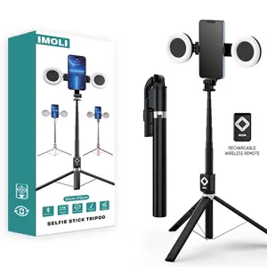 New 67'' Phone Tripod with Fill Light & Remote, Selfie Stick Tripod, Extendable Stand for iPhone 16/15/14/13/12 & Android, Stable, Portable Travel Accessory (Compatible with all iPhone & Android）