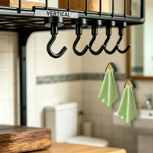 No-Drill Storage Set, 2 Bathroom Towel Racks and 5 Magnetic Hooks, 15 Lbs Capacity, Wall, Fridge, Cruise Ship Solutions