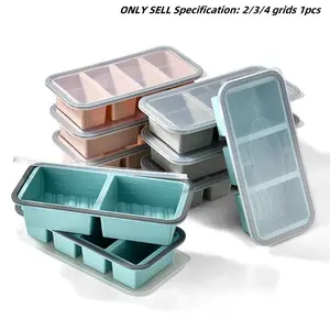 Silicone Kitchen Food Freezer Stackable Storage Container with Lid, Heat-Resistant Easy-Clean Design with Non-Slip Base & Sealed Soft Cover, Airtight Bento Boxes for Family Meal Prep, Silicone Containers