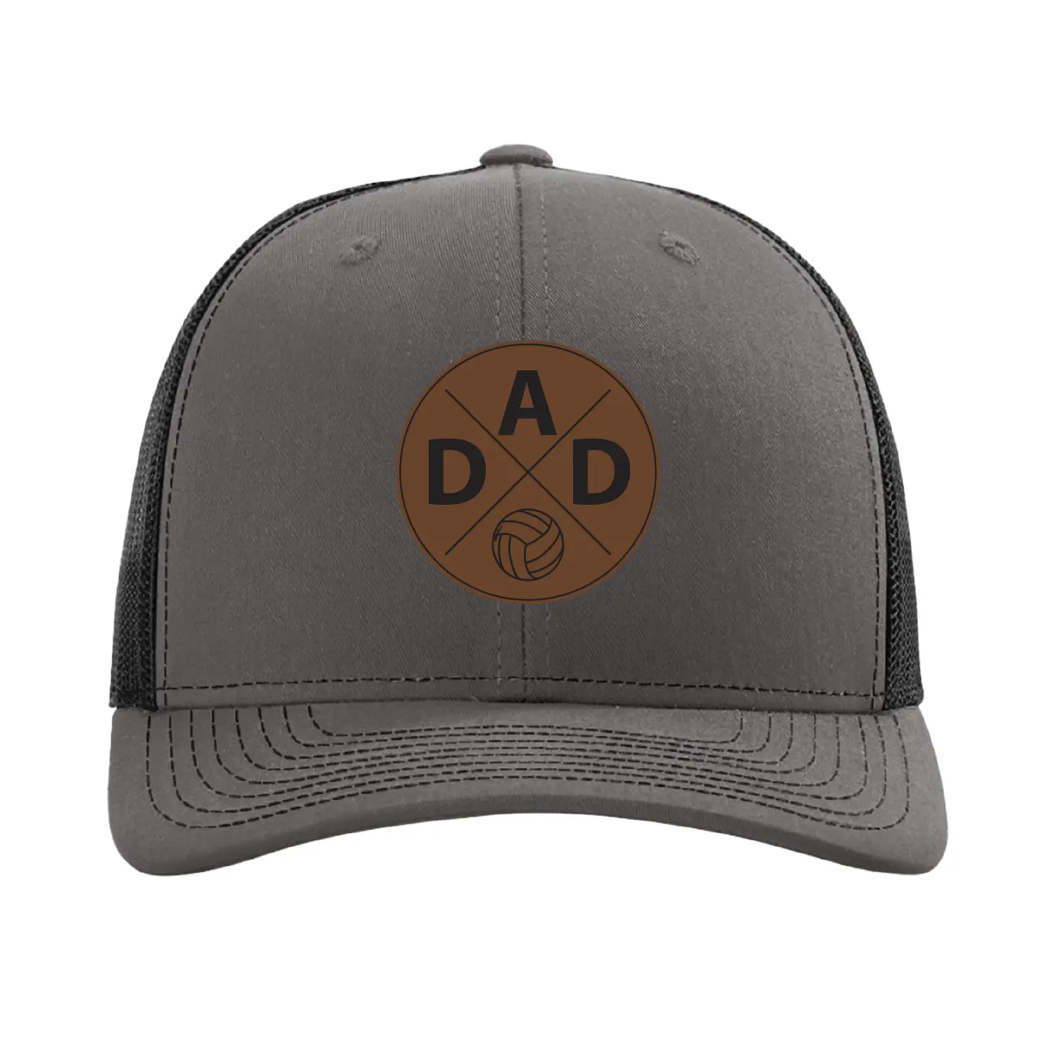 Volleyball Dad Hat, Custom Leather Patch Cap, Personalized Gift for Volleyball Dads, Sports Dad Trucker Hat, Custom Dad Cap
