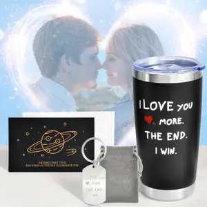 Valentine's Day Birthday gifts for boyfriend husband 20 oz Water Bottles with Keychain Unique Ideal for bf mens Gifts under 50 house white elephant official Drinkware couples gift Portable Flasks Customized birthday set Box Stainless Steel