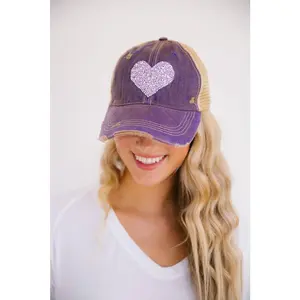 PURPLE CONFETTI HEART PATCH HAT