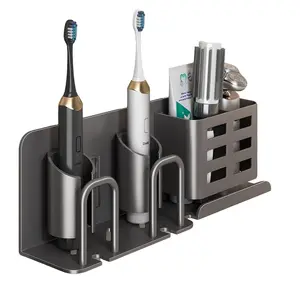 Wall Mountable Aluminum Electric Toothbrush Holder, Toothbrush and Toothpaste Holder, Razor Holder for Shower, No Cup, Use Without Electricity, for Bathrooms
