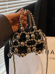 Fashionable Beaded Decorated Crossbody Bag, New Style Novelty Design Shoulder Bag for Women, Trendy All-match Commuter Bag for Daily Used