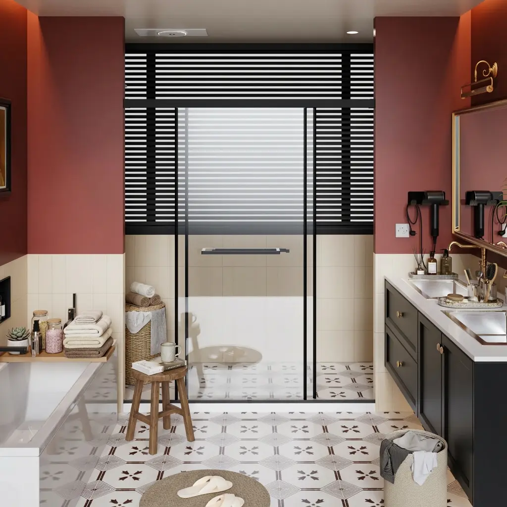 Summerwins Elevated Frameless Aluminum Bathroom Sliding Doors - Double Door Design, Waterproof, Soft-Close Buffer System, Sturdy Heavy-Duty Metal Bottom Seal, Adjustable Quick DIY Installation