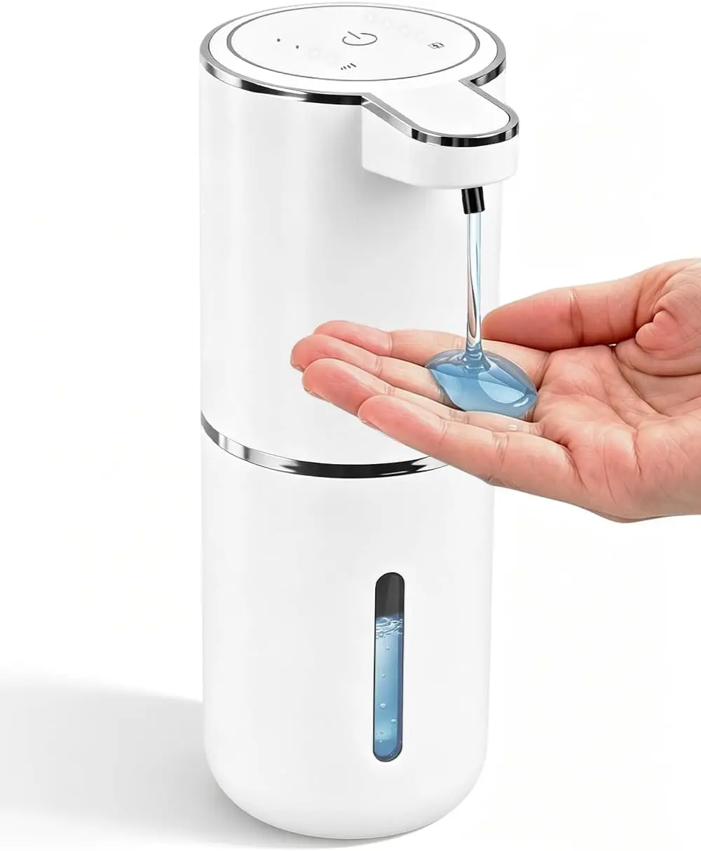 Automatic Soap Dispenser Touchless, USB Rechargeable Hand Soap Dispenser, 4 Adjustable Soap Levels, IPX5 Waterproof, 12.8oz/380ml, Countertop or Wall Mounted for Bathroom and Kitchen, White
