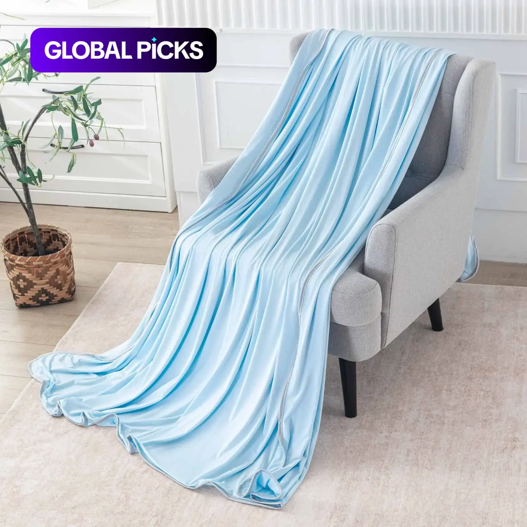 Double Layer Cool Summer Blanket, Lightweight Breathable Air Conditioning Blanket, Soft Smooth Skin-Friendly Cozy Throw Blanket, Ideal Gift for Bedroom Sofa Office Naps, Heat-Sensitive Cooling Blanket, Blankets for Sofa #GLOBAL PICKS