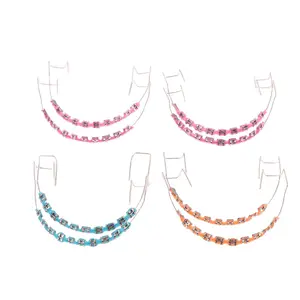 1 Pair Colorful Temporary Tooth Decoration with Metal Wires Dental Decorations Orthodontic Ligature Ties Braces Fake Brackets