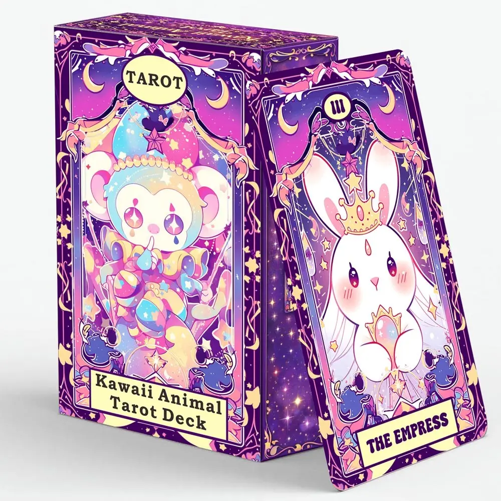Kawaii Animal Tarot Cards Set, 78 Cards, 13x8 Cm, Includes Paper Instructions, Perfect for Daily Drawing, Meditation, Inspiration, Beginners, Tarot Card Decks