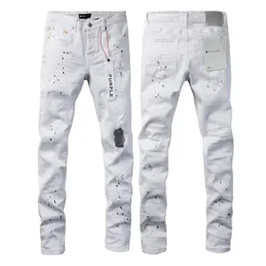 Men’s slim-fit brushed stretch denim jeans, tight-fitting, casual fashion graphic streetwear men’s pants