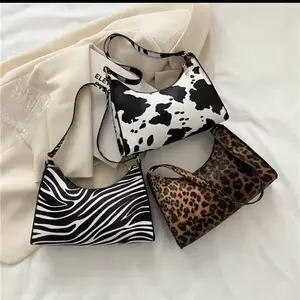 Casual Shoulder Armpit Tote Bags Women Handbag in Zebra Leopard and Cow Print Styles