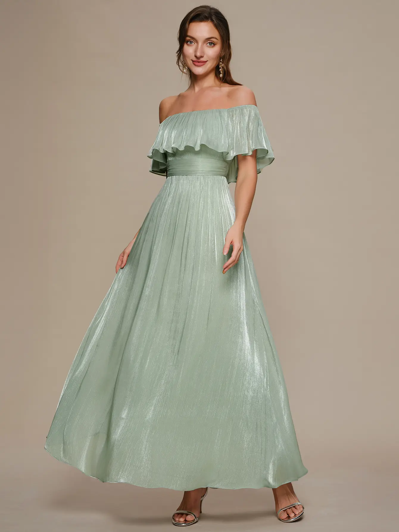 Ever-Pretty 2026 New Trend Sea-Island Chiffon Off-Shoulder Drop Sleeve A-Line Bridesmaid Dress – Soft, Airy & Wrinkle-Resistant for Wedding Party  ES02803