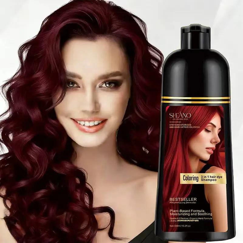 SHEANO 3-in-1 Hair Dye Shampoo Instantly covers gray hair Burgundy, Golden Brown, Chestnut Brown, Natural Black The perfect gift for men and women Gentle hair care dye shampoo