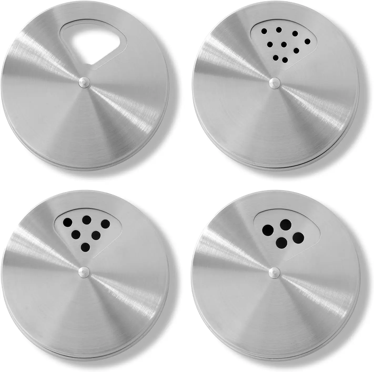 4 piece stainless steel Mason jar seasoning jar lid, suitable for 70mm Mason jar regular mouth bottle, adjustable top, suitable for kitchen spice storage and sprinkling
