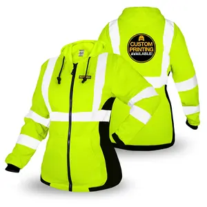 KwikSafety ROGUE Safety Hoodie for Women (NO FUZZ BALLS) Class 3 ANSI OSHA Reflective Fleece Hi Viz Construction Gear - Model No.: KS5517
