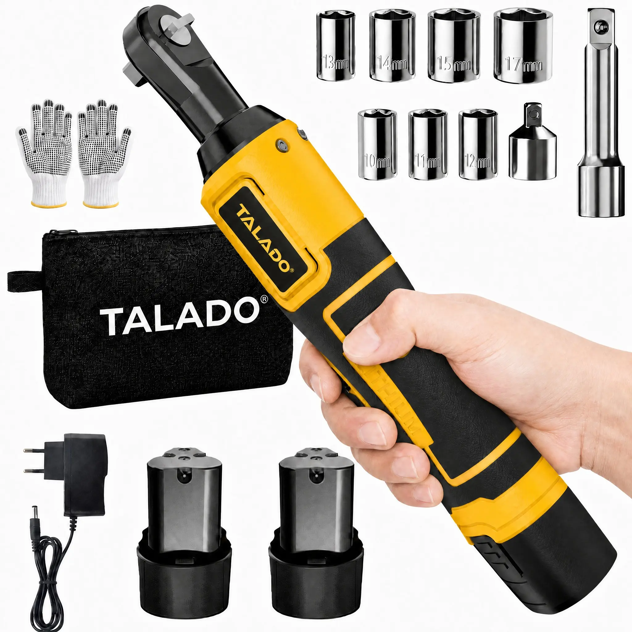 Electric Ratchet Wrench, 12V Heavy Duty, Cordless Electric Socket Wrench Set With 2 x 2.0Ah Batteries, Variable speed Power Ratchet Wrench - Time-Saving Auto Repair Tool, BlackFriday Christmasgift for Men fathersdaygift