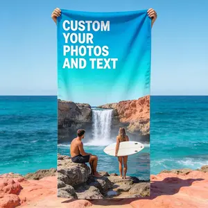 Clearance -Personalized Beach Towel with Photo and Name, Custom Microfiber Sand Free Beach Towels for Adults & Kids, Unique Gift for Summer, Birthday, Graduation, Anniversary