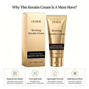Reviving Keratin Cream - Deep Hair Repair Treatment for Damaged Dry Hair, Reduces Frizz and Split Ends, Non-Greasy, Adds Shine and Smoothness