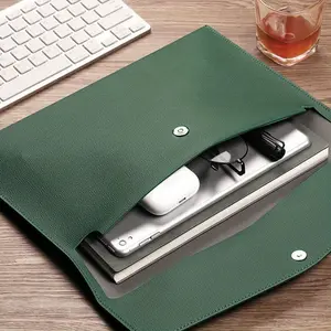 A4 Size Leather Folder File Bag, 1 Count Waterproof Business Document Bag, Portable Durable File Organizer for Home Office School Travel