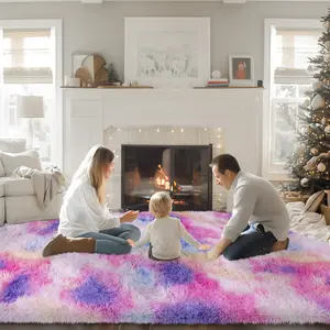 [Summer wins] MUGORN Tie-Dye Plush Rug, suitable for bedroom and living room, comfortable and warm indoor floor carpet, carpet decoration, suitable for baby, child, girl, boy rooms, dorm home decor aesthetics, upgraded anti-slip,soft decor,summerwins summ
