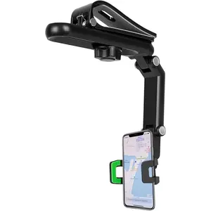 360° rotatable and retractable phone stand - dual-purpose for car sun visor and rearview mirror, firmly adapted to multiple scenarios