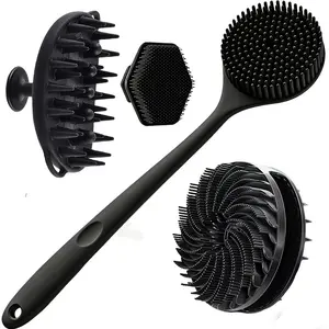 Complete Set of Shower Brushes, Includes New Hair Wash Brushes, Skin Cleaning Tools, Suitable for Bathrooms, Bathtubs, Showers, Bathroom Accessories, Silicone Soft Brushes, Body Brush