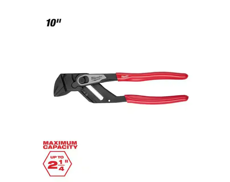Milwaukee 48-22-6910 10 in. Straight Jaw Ratcheting Pliers Wrench - Max Capacity Hand Tool with Ratchet Action, 2 1/4 in. Wide Range at All Positions, Easy Fastening, Quickest Set Up for Mechanics