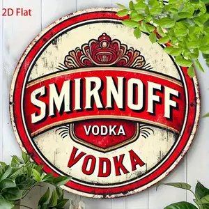 2D Round 8" Vintage Smirnoff Vodka Aluminum Sign Wall Decor for Bar & Office