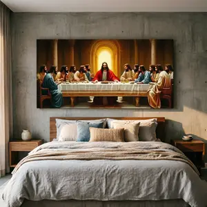 "Last Supper"30x60in  Picture Frame Wall Decor - Canvas wrapped frame. The presentation effect is subject to the actual size. Wooden Wall Art Modern Home Decoration