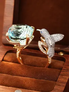 1 PC Fashion Cubic Zirconia Ring For Women Wedding Engagement Valentine's Day Party Gift Sparkling Zircon Inlay