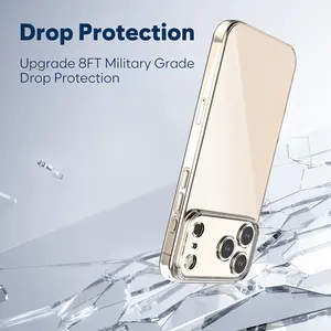 Clear Case for iPhone 17 Pro Max Compatible with MagSafe 8FT Military Drop Protection Anti Yellowing Lightweight Soft TPU Scratch Resistant Camera Button Protection Customized Fit