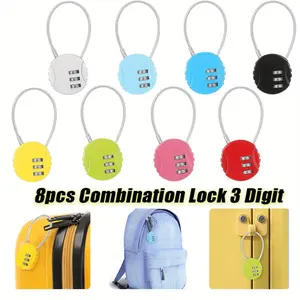 8Pcs Wire Rope 3-digit Combination Lock,Suitcase Combination Padlock,Can Protect Your Belongings,Bag Luggage Gate Padlock Outdoor for School Locker Travel Toolbox Storage