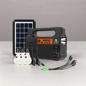 Portable Solar Generator System Kit Lithium Battery USB Charger Solar Charging Panel Emergency Power Supply for Outdoor Camping & Home Use